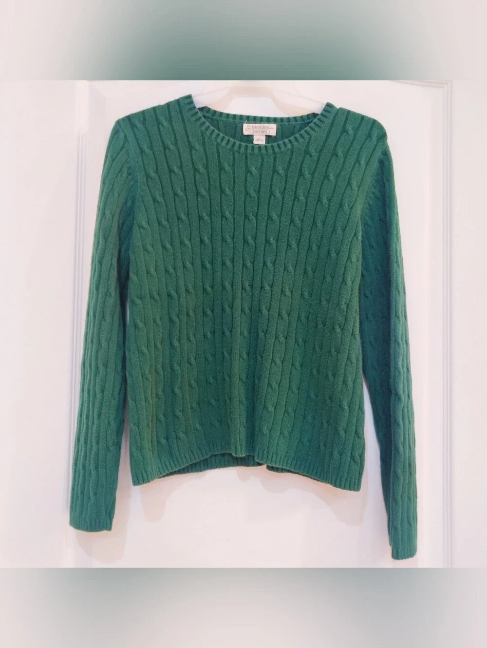 St. John's Bay Sweater Classic Cable Petite Large Green